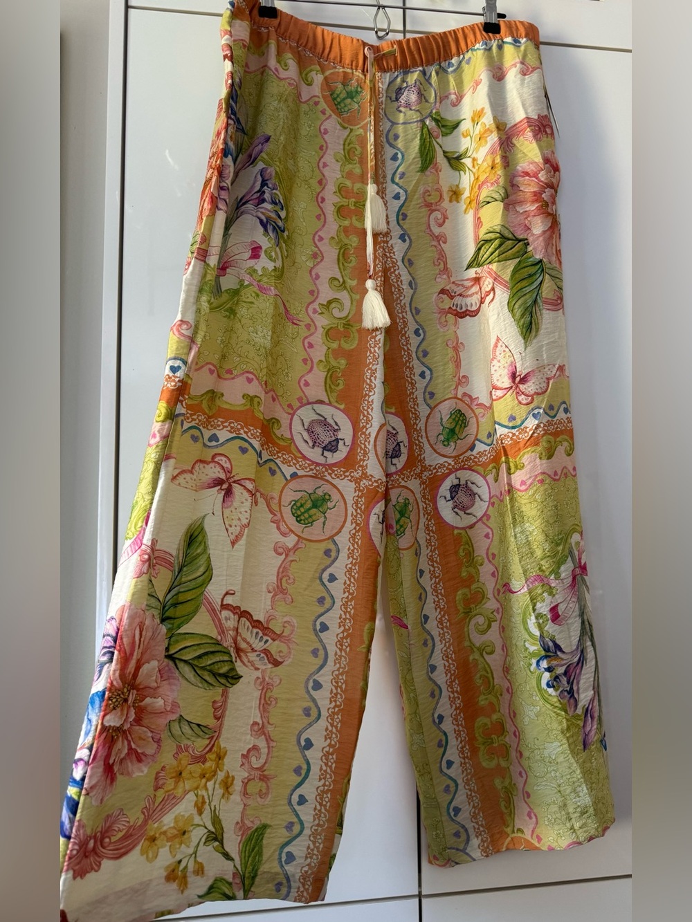 NWT Size XL  - Anthropologie Sheer Printed Pants w pockets Beach Vibe Vacation